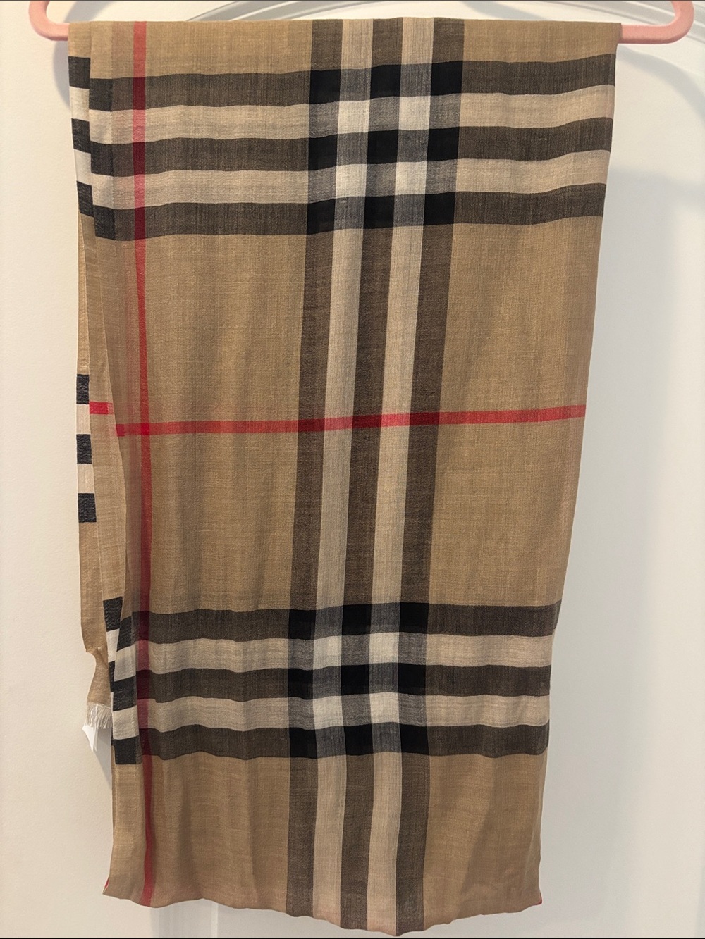 Burberry Giant Check Wool-Silk Gauze Scarf
